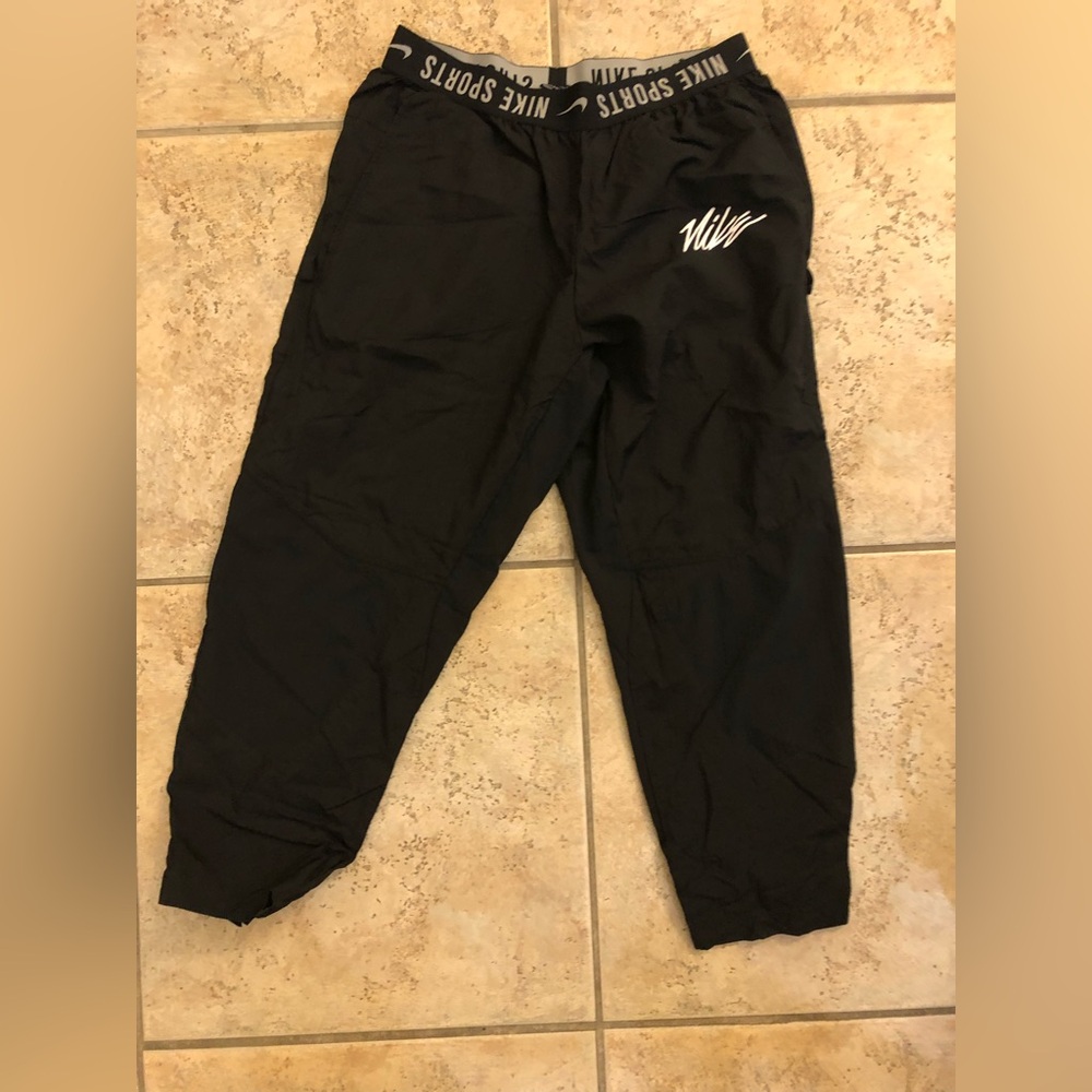 Nike Black Jogger Pants with White Logo M